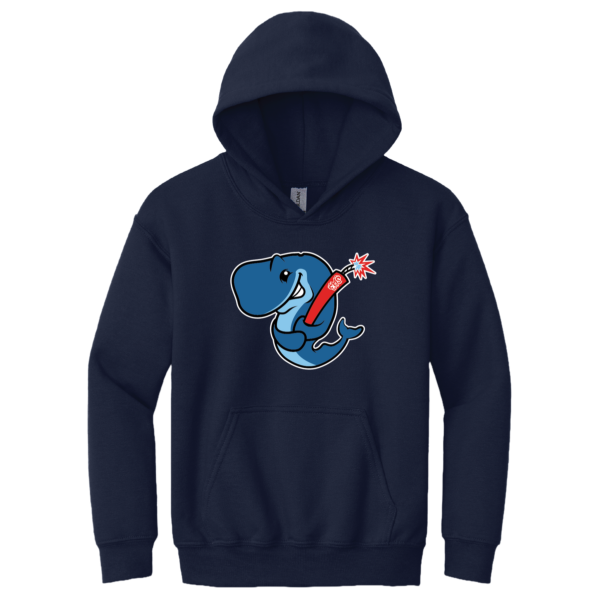 Eugene Emeralds Exploding Whales Youth Navy Hooded Sweatshirt