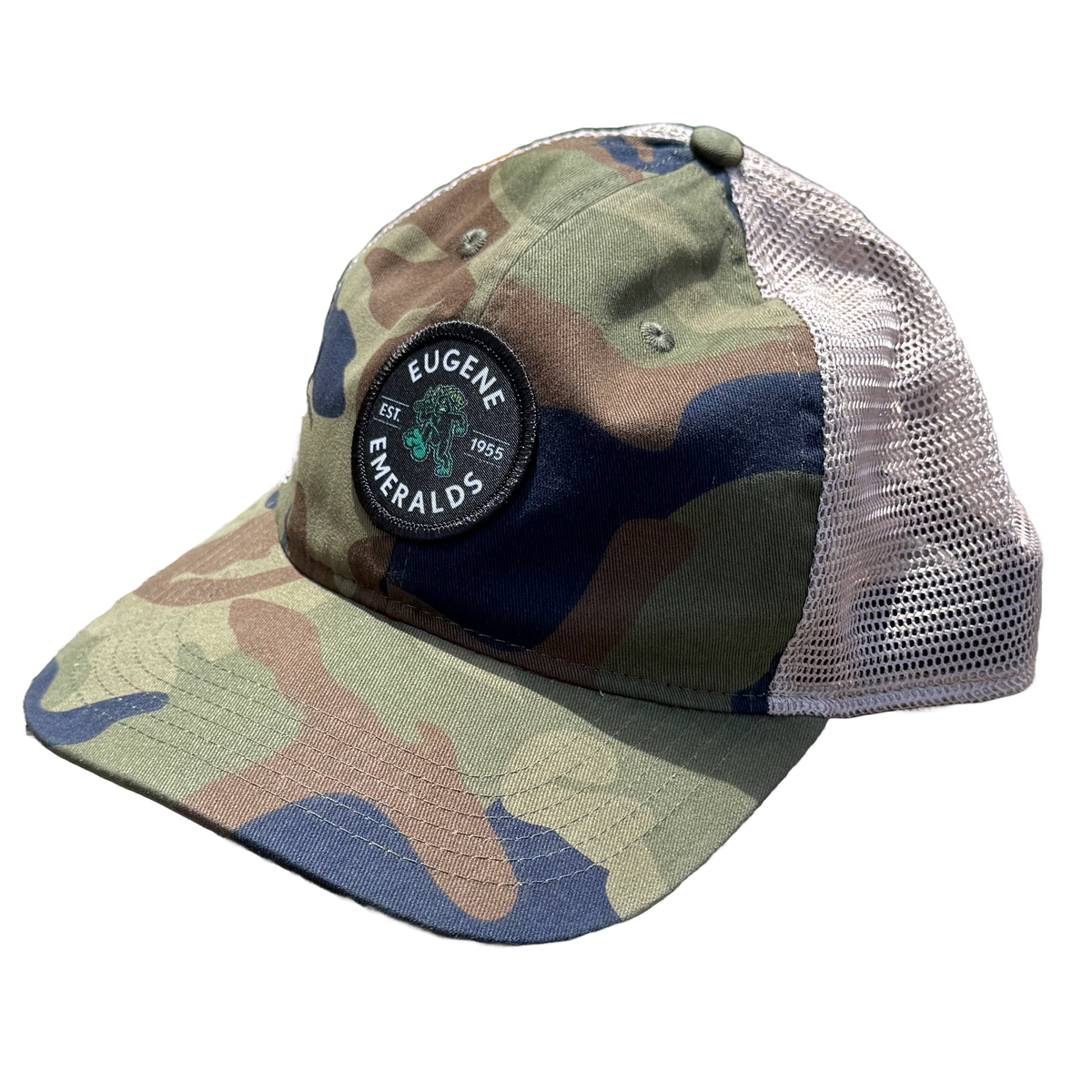 Eugene Emeralds Outdoor Cap Camo Trucker Cap