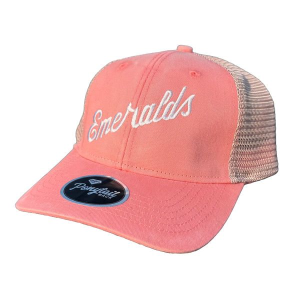 Eugene Emeralds Outdoor Cap Women's Ponytail Pink Script Cap